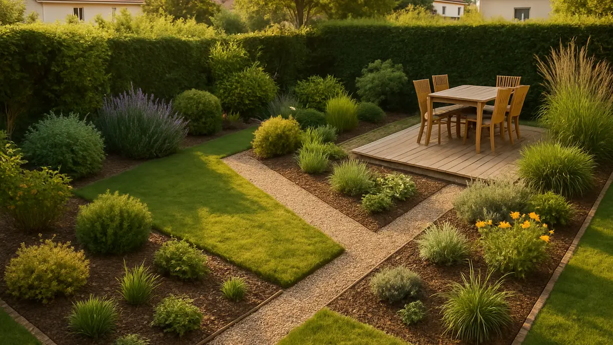 Aménagement d'un jardin rectangle : casser la longueur